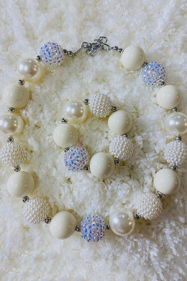 240345 Cream Bubble Girls Necklace &amp; Bracelet Sets