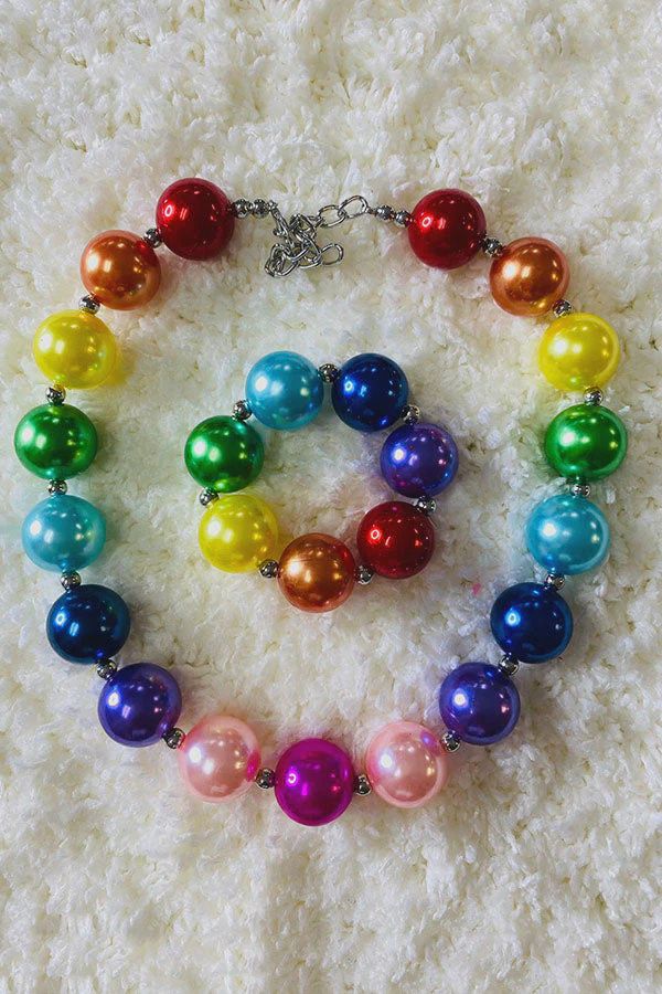 240334 Multi color bubble girls necklace &amp; bracelet sets