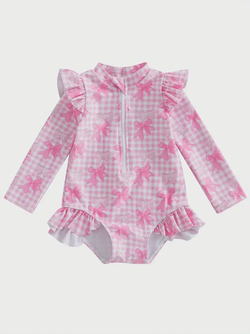 Bow One Piece Ruffle Swim Suit