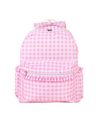 Pink Gingham Ruffle Backpack