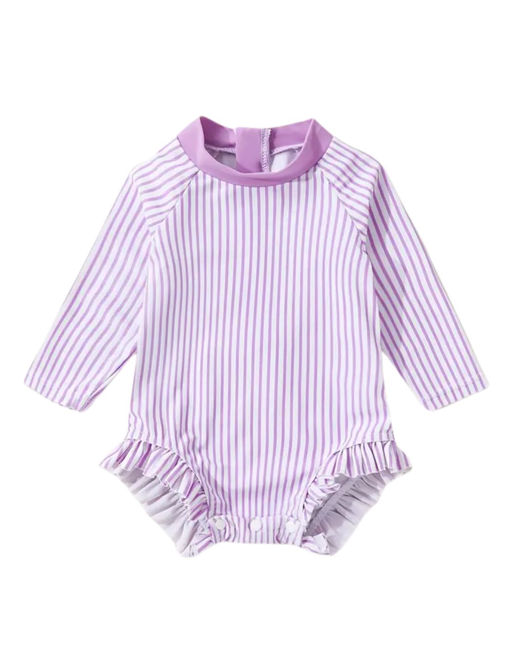 Purple Striped One Piece Bathing Suit