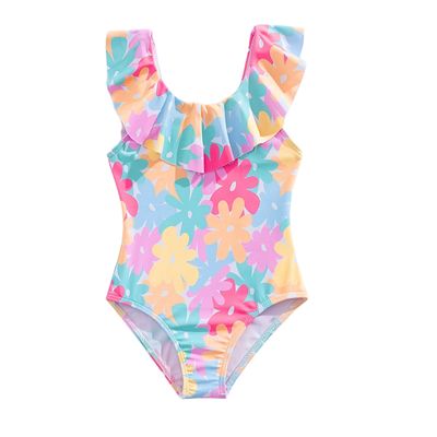 Floral One Piece Ruffle Swim Suit