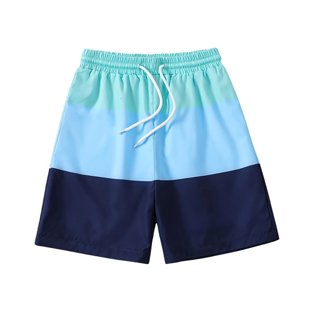 Blue Tricolored Swimming Trunks