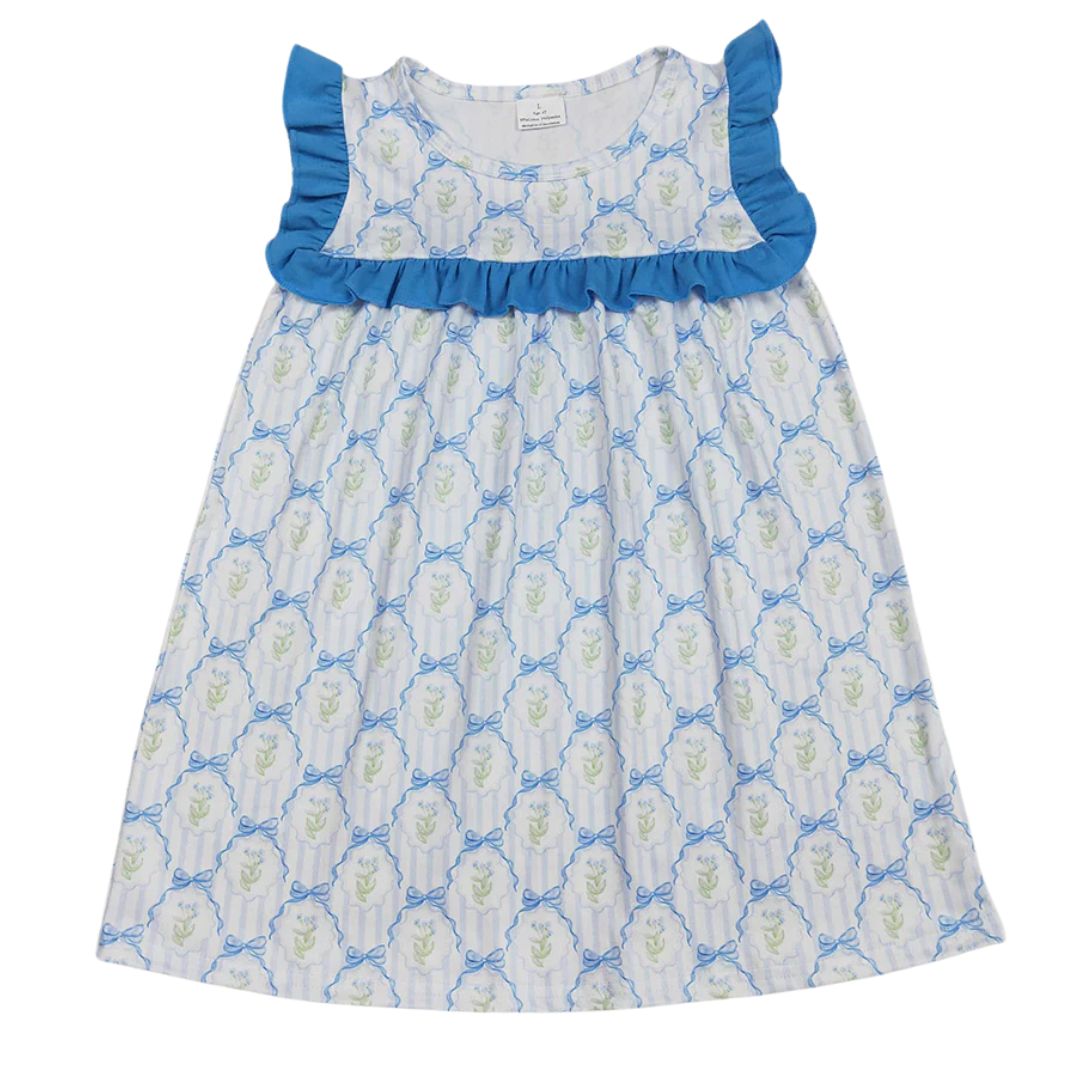 Blue Bows Flowers Dress