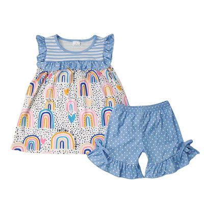 Rainbow Ruffle Short Set