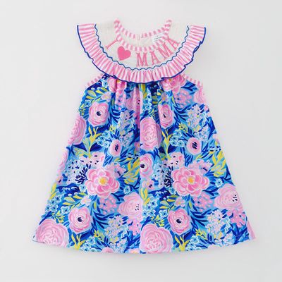 I ♥ MAMA Embroidery Smocked Dress
