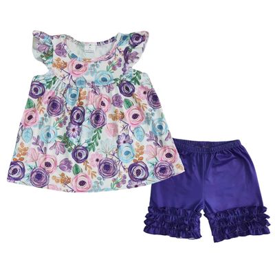 Purple Floral Short Set