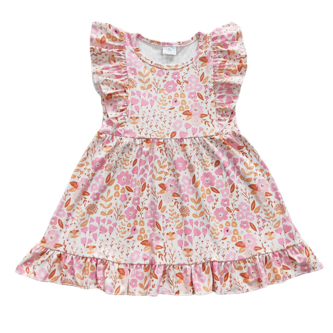 Pink Flower Ruffle Dress