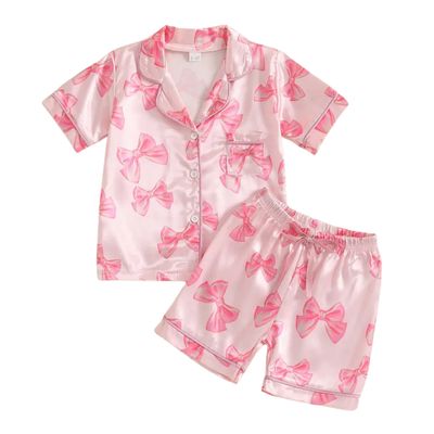 Pink Bow Pajama Short Set