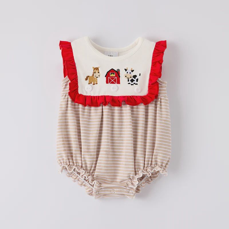 Farm Embroidery Romper