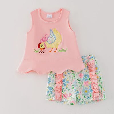 Farm Chick Applique Shorts Set