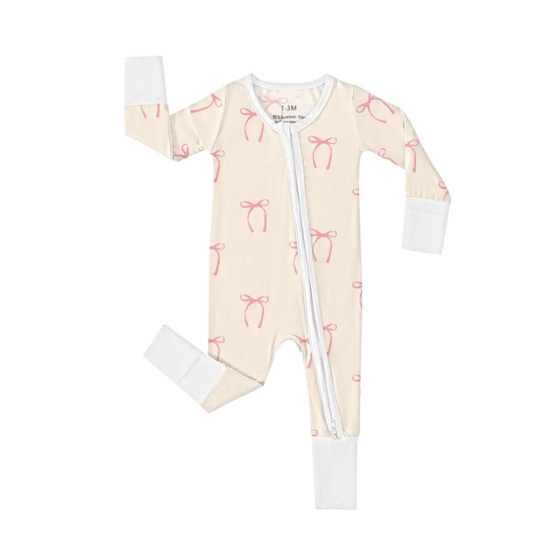 Cream Bow Bamboo Sleeper