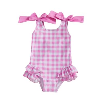 Pink Gingham Bow Swimsuit