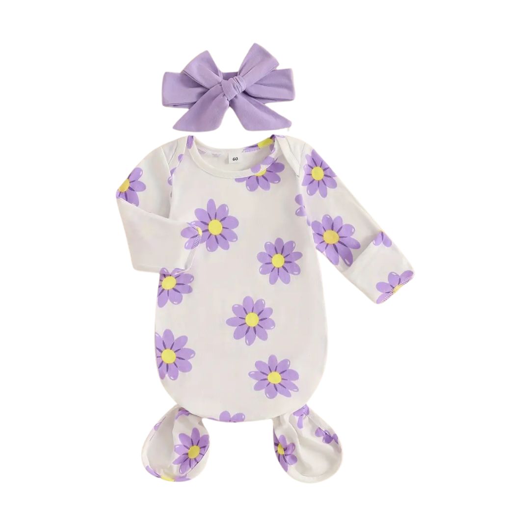 Purple Flower Gown + Headband