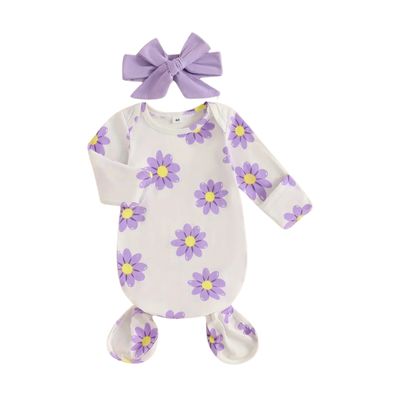 Purple Flower Gown + Headband