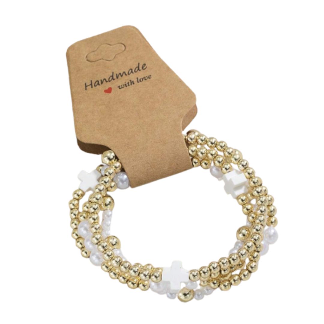 Beaded Cross Bracelet Set