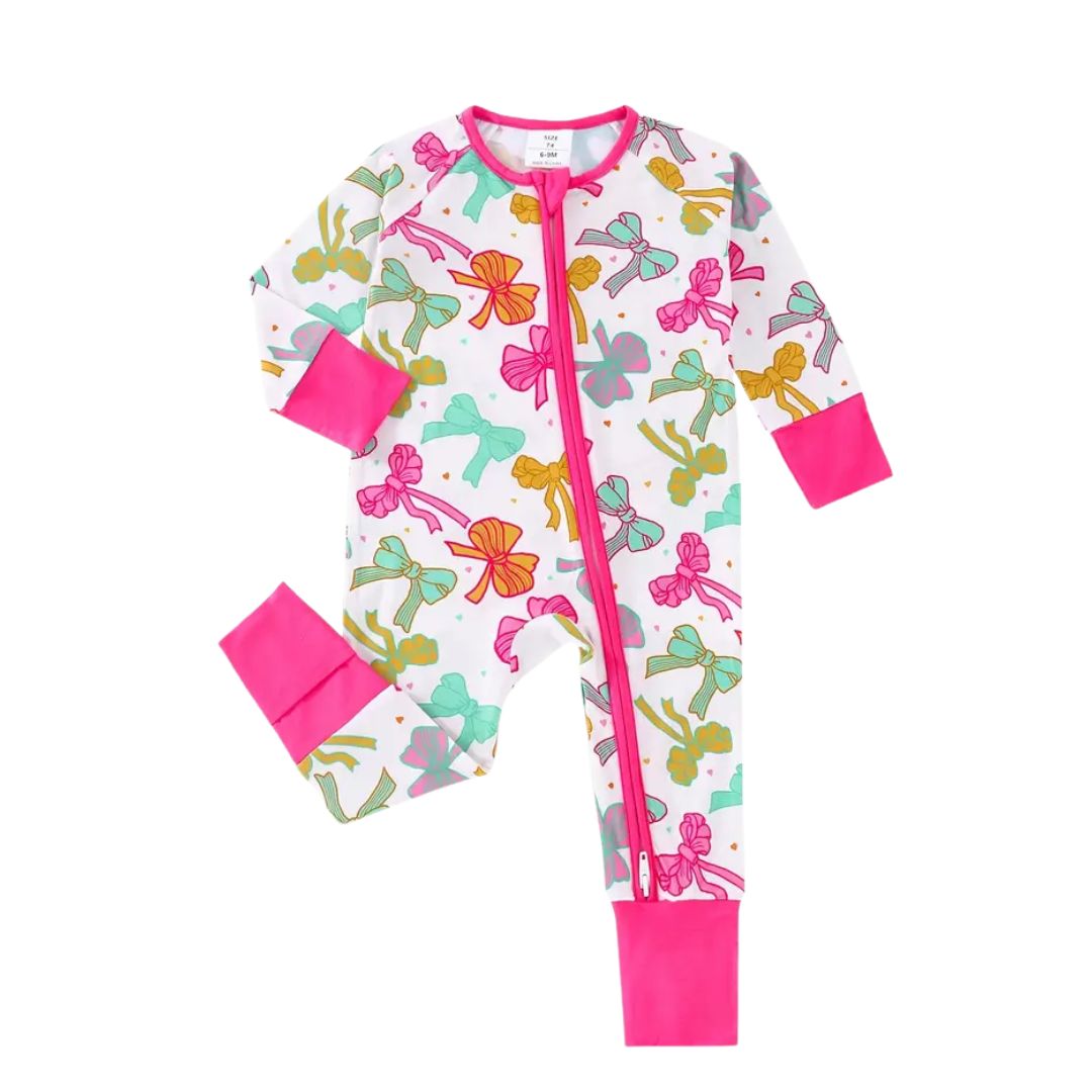 Pink Multicolor Bow Bamboo Sleeper