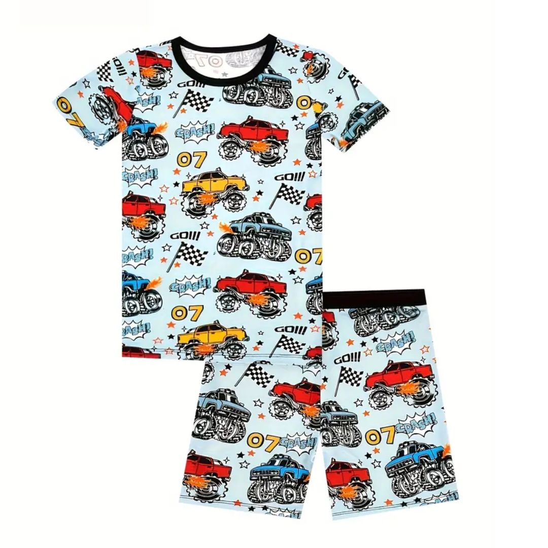 Monster Truck Bamboo Short Pajama Set