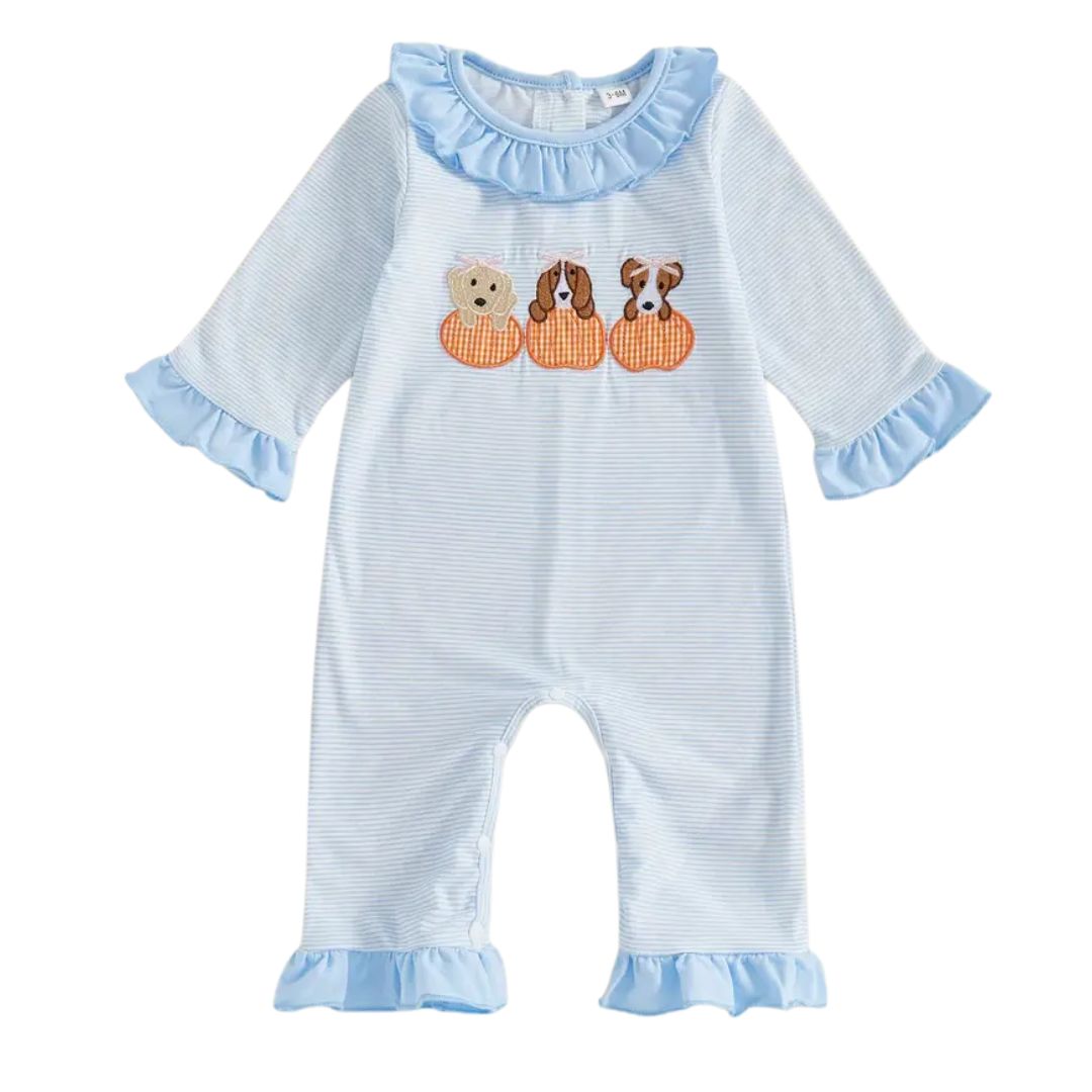 Dog Pumpkin Ruffle Romper