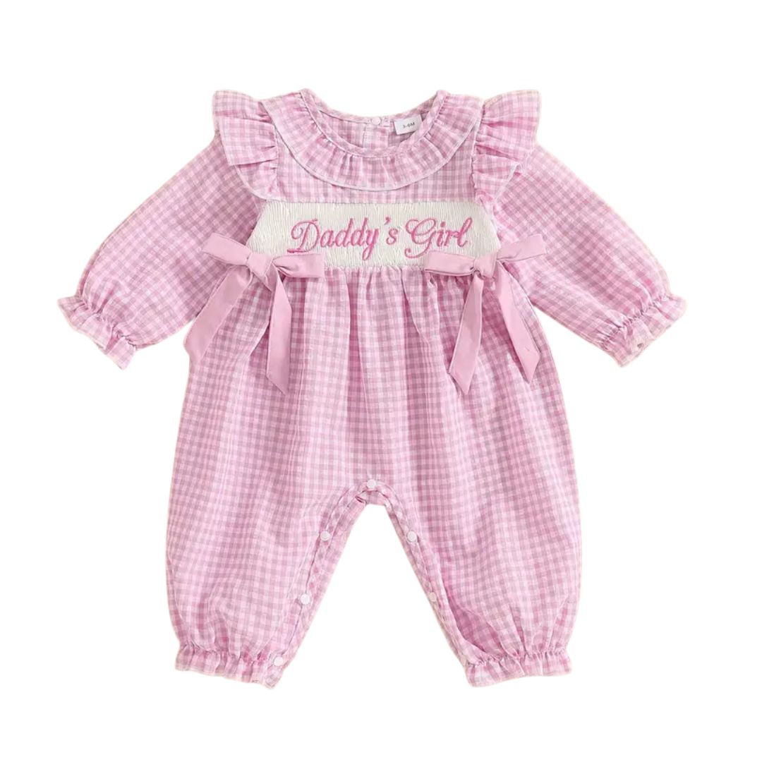 Daddy&#39;s Girl Long Sleeve Bow Romper