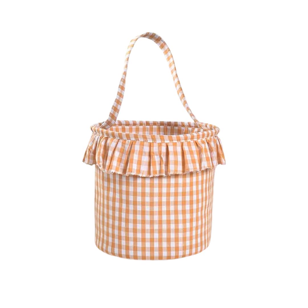Gingham Ruffle Halloween Bag + Embroidery