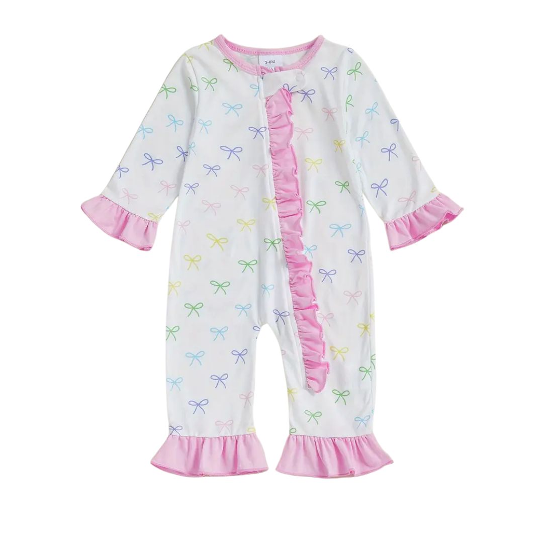 Rainbow Bow Ruffle Romper