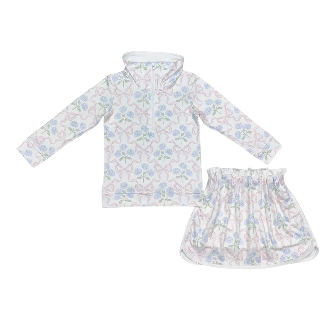 Pink Bow Pullover and Skirt Set