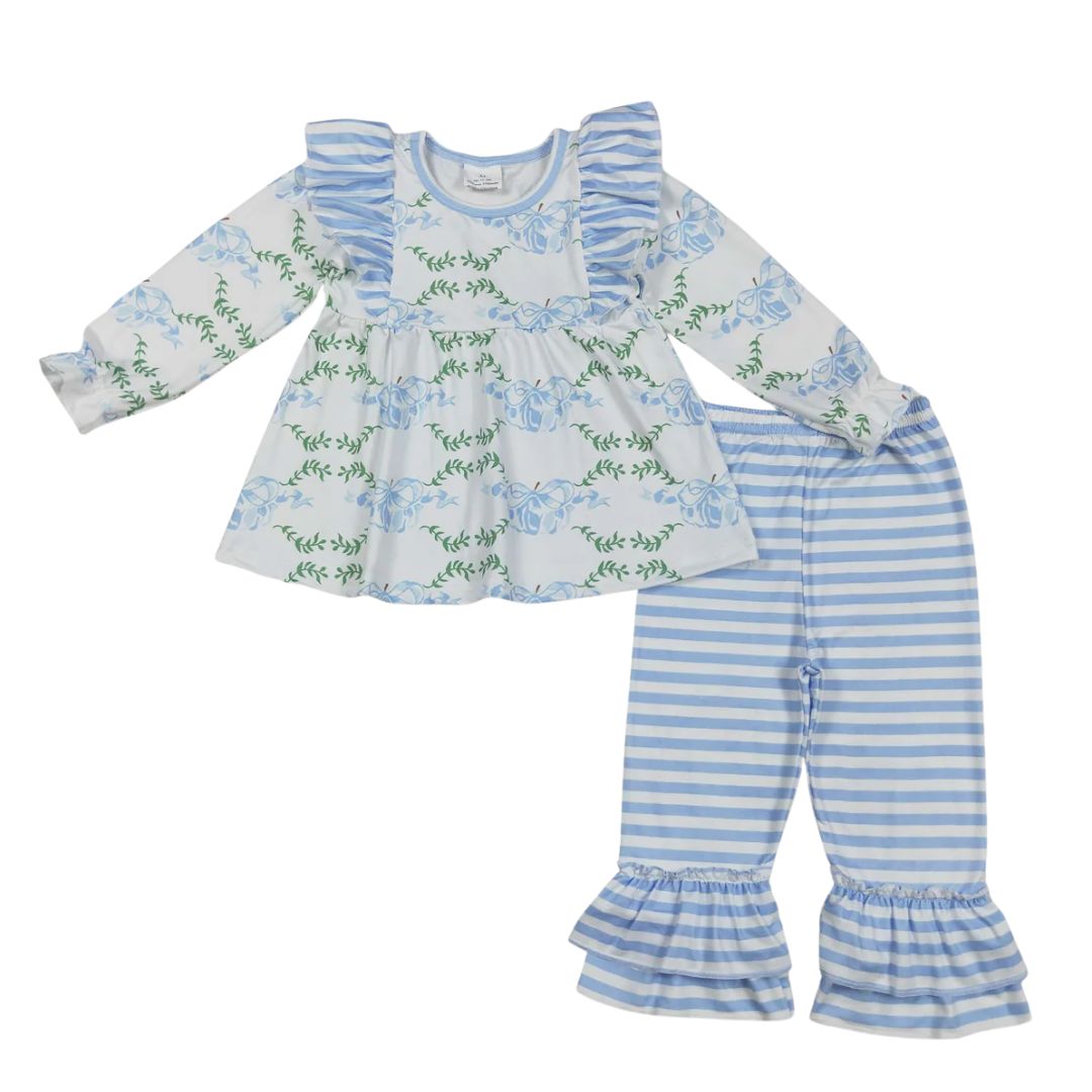 Blue Ruffle Pumpkin Pant Set