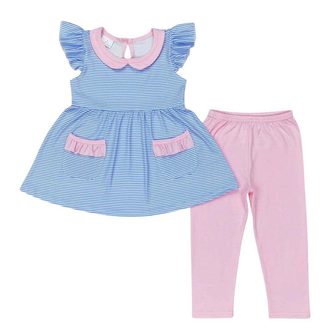 Striped Ruffle Tunic Pant Set