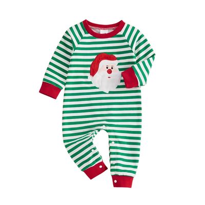 Green &amp; White Stripe Santa Romper