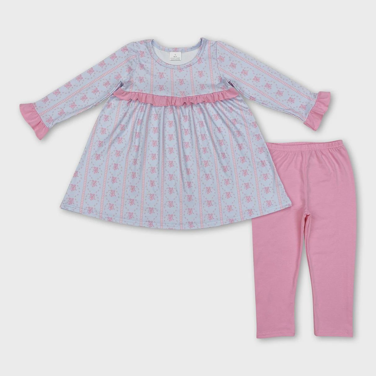 Pink Bow Ballet Long Sleeve Pant Set