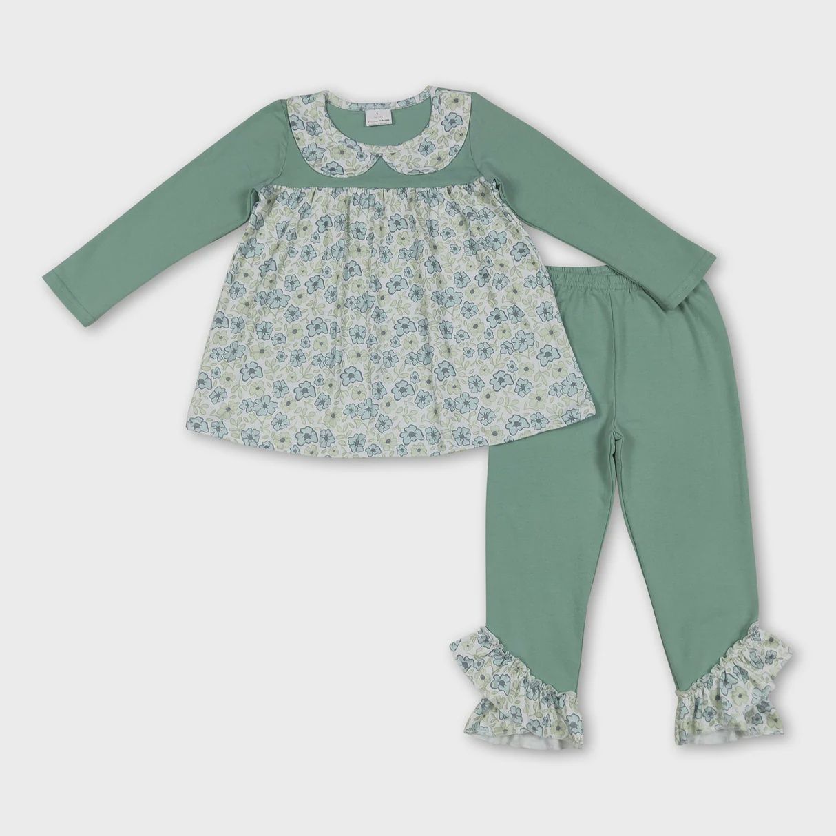Green Floral Long Sleeve Pant Set