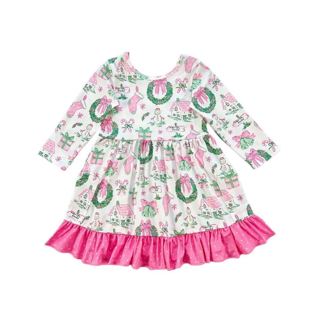 Pink and Green Christmas Dress