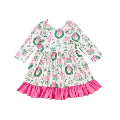 Pink and Green Christmas Dress