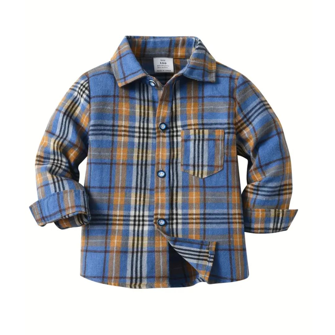 Blue and Orange Button Down Shirt