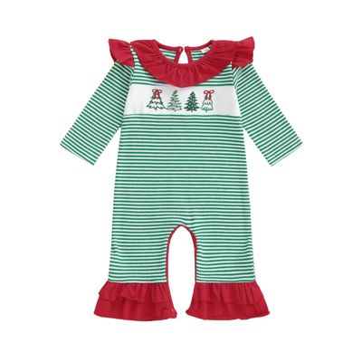 Green Strip Tree Romper