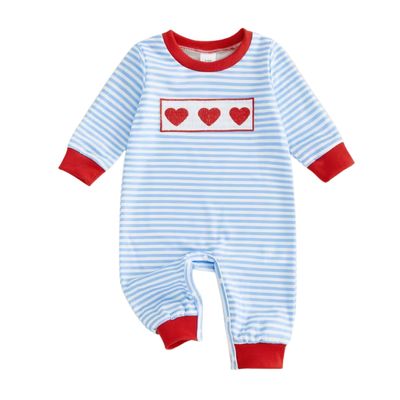 Blue Stripe Heart Romper