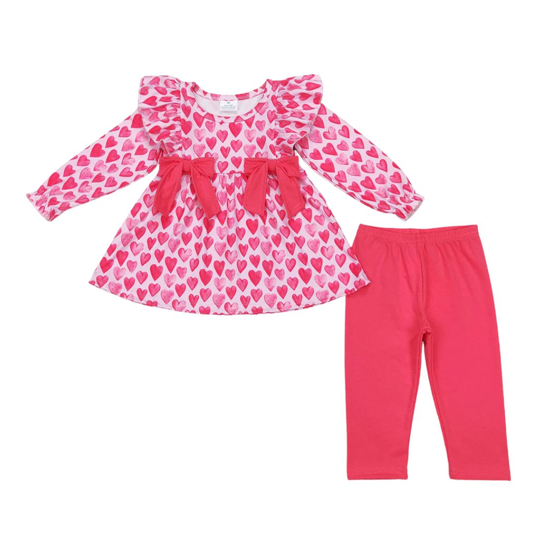 Bow Heart Long Sleeve Pant Set