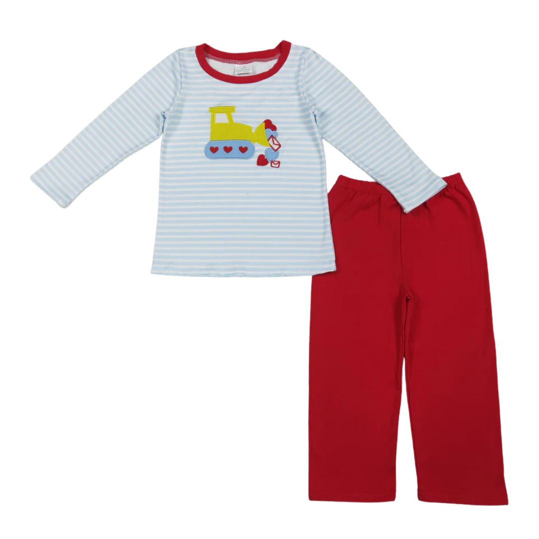 Excavator Valentine's Long Sleeve Pant Set