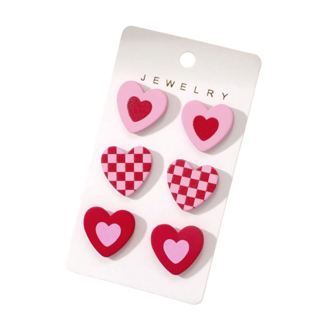 3-Pack Heart Earrings