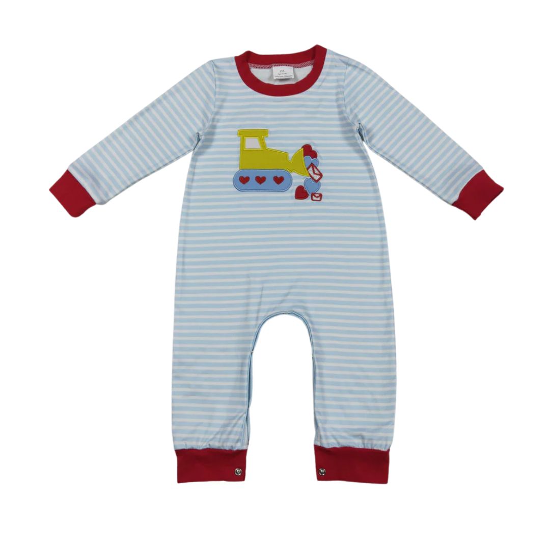 Excavator Valentine's Long Sleeve Romper