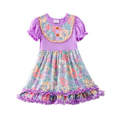 Lavender Floral Ruffle Dress
