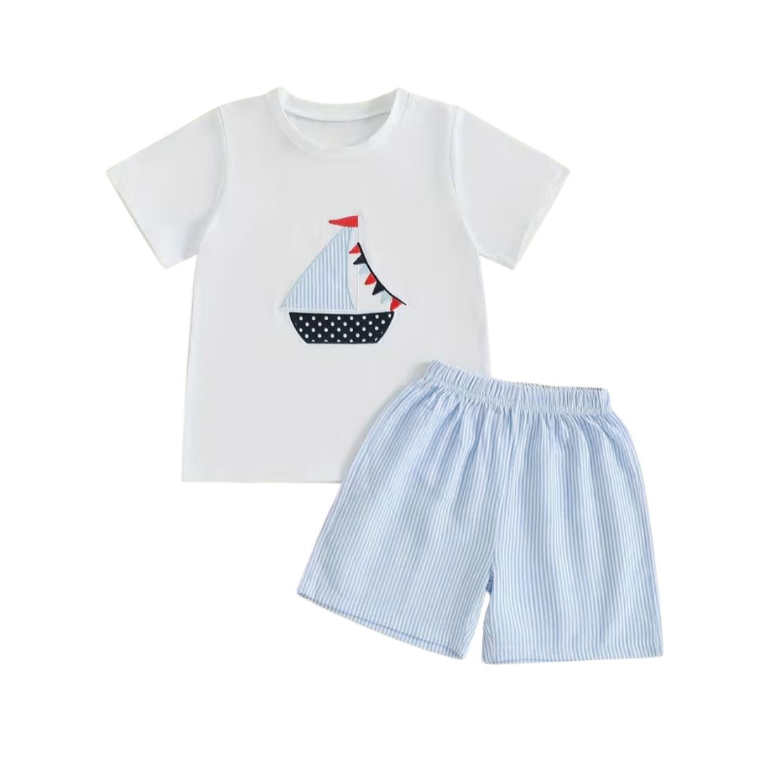 Sailboat Striped Short Set