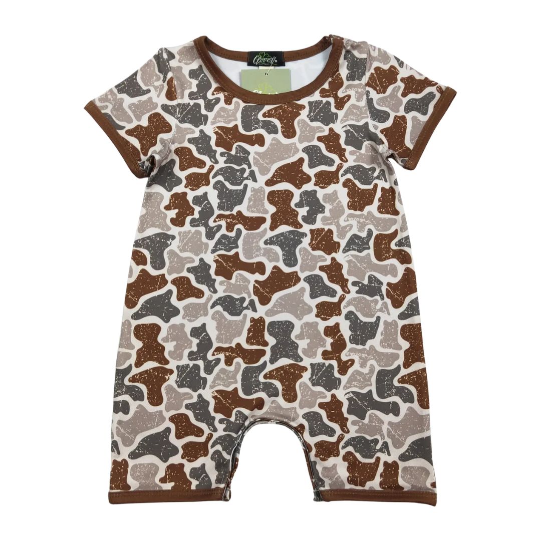 Distressed Camo Romper