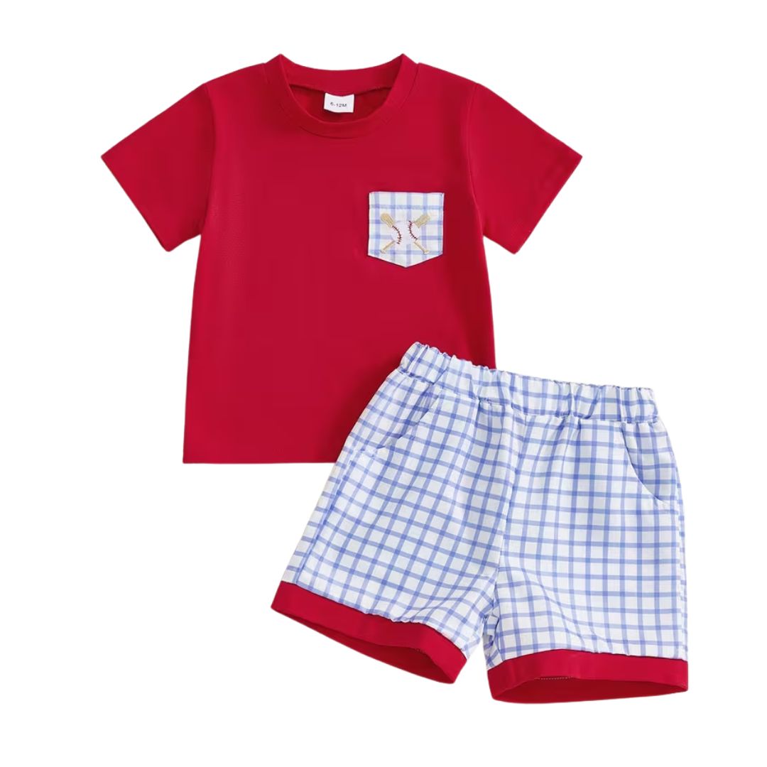 Baseball Pocket Tee Short Set