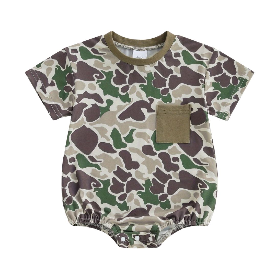 Camo Short Sleeve Romper