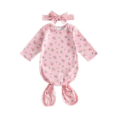 Pink Floral Gown with Headband