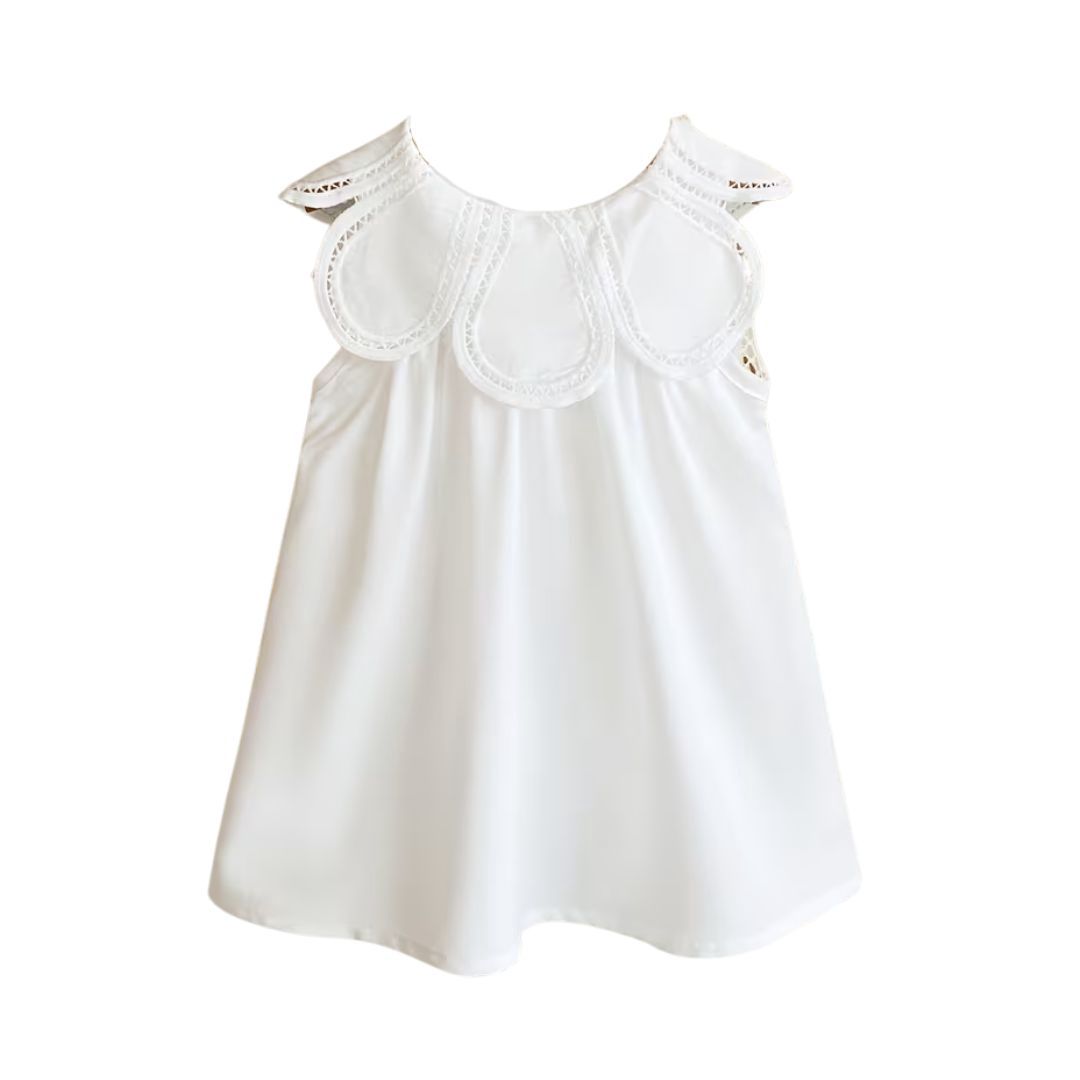 White Scalloped  Dress