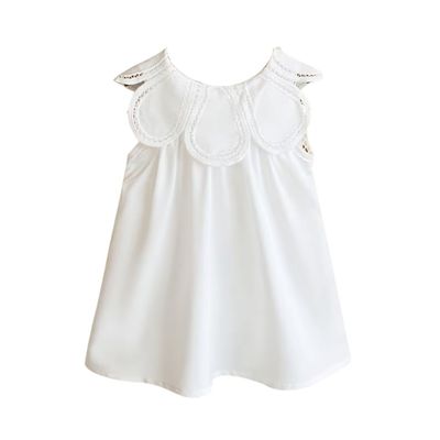 White Scalloped  Dress