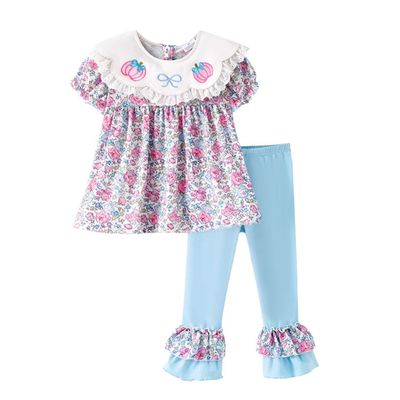 Pink and Blue Ruffle Pumpkin Pant Set